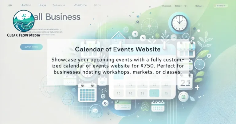 Online Calendar of Events Website. Showcase your upcoming events with a fully customized calendar of events website for $750. Perfect for businesses hosting workshops, markets, or classes.