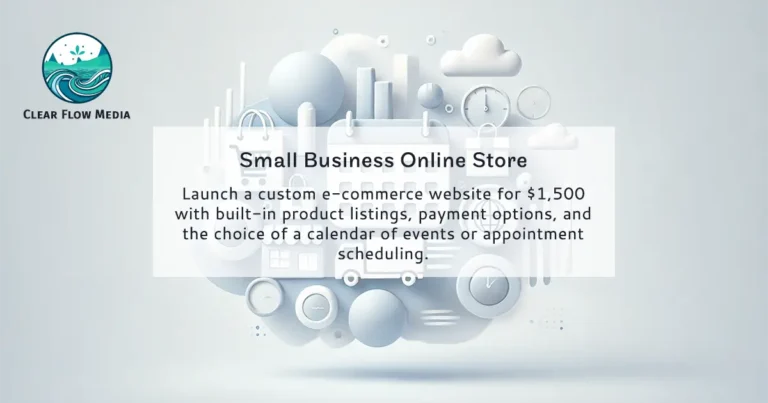 Online Store for Small Businesses. Launch a custom e-commerce website for $1,500 with built-in product listings, payment options, and the choice of a calendar of events or appointment scheduling.