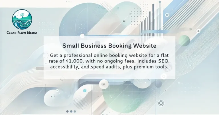 Small Business Online Booking Website. Get a professional online booking website for a flat rate of $1,000, with no ongoing fees. Includes SEO, accessibility, and speed audits, plus premium tools.